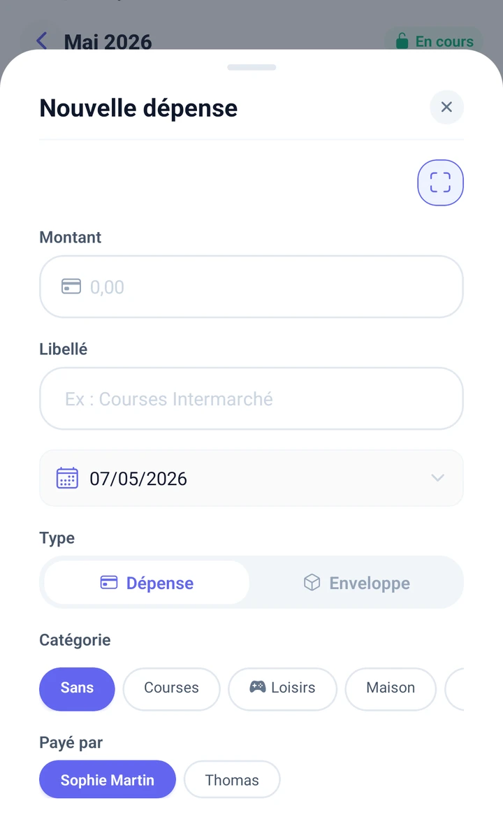 Scan de ticket IA — OCR automatique