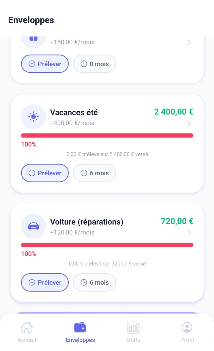 Enveloppes d'épargne partagées